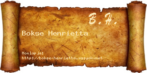 Bokse Henrietta névjegykártya